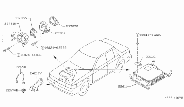 1991 Nissan Stanza Engine Control Unit Assembly Diagram for 23710-65E04