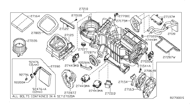 2005 Nissan Pathfinder Blower Assembly-Air Conditioner Diagram for 27210-EA210