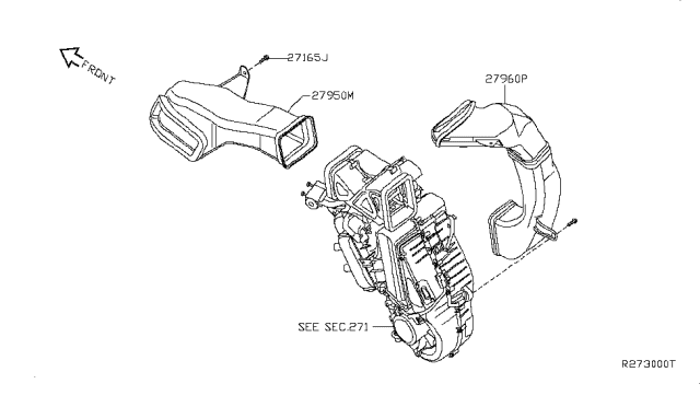 2010 Nissan Pathfinder Duct - VENTILATOR, Rear Diagram for 27983-9CH0A