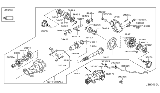 2005 Nissan Pathfinder Cover-Rear,Final Drive Diagram for 38351-0C075