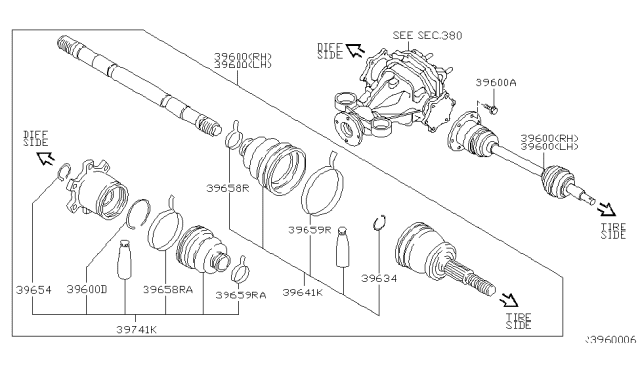 2010 Nissan Pathfinder Repair Kit-Dust Boot,Rear Drive Shaft Diagram for 39741-EA125