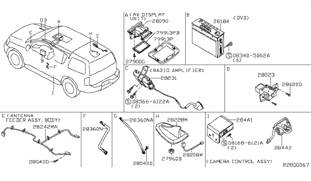 2012 Nissan Pathfinder Service Cover Antenna Base Cover Diagram for 28228-ZZ90A