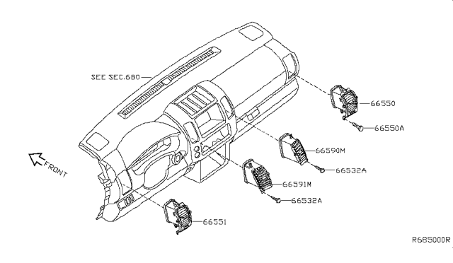2008 Nissan Pathfinder Ventilator Assy-Side Diagram for 68760-EA100