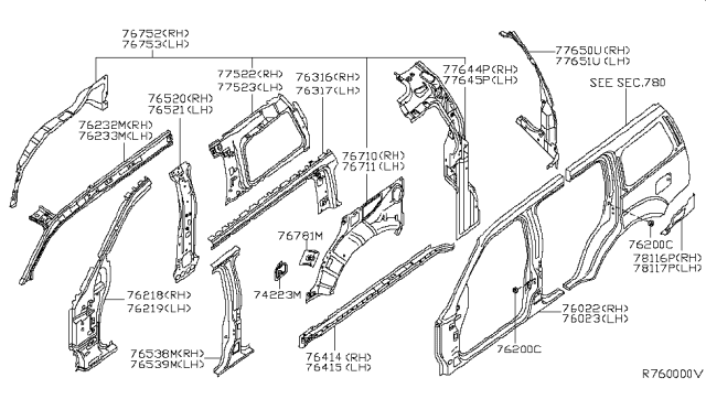 2011 Nissan Pathfinder Extension-Fender,Rear RH Diagram for 78128-EA530