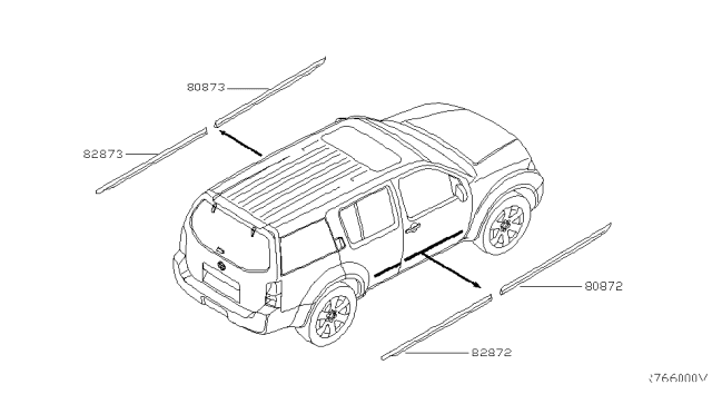 2009 Nissan Pathfinder Body Side Molding Diagram