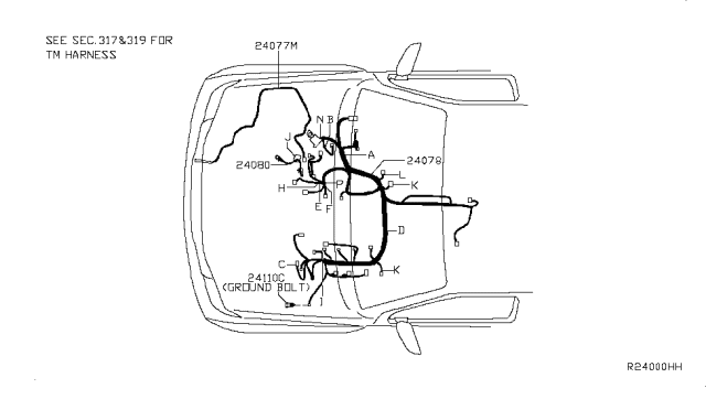 2008 Nissan Pathfinder Harness-EGI Diagram for 24011-ZS00A