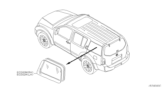 2006 Nissan Pathfinder Glass Assembly-Side Window,R Diagram for 83306-EA600