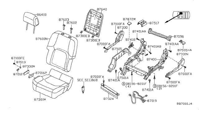 2012 Nissan Pathfinder Front Seat Diagram 14