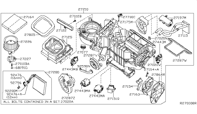 2012 Nissan Pathfinder Blower Assembly-Air Conditioner Diagram for 27210-9BA1A