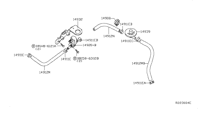 2007 Nissan Pathfinder Engine Control Vacuum Piping Diagram 1