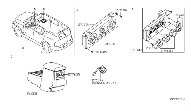 2008 Nissan Pathfinder Control Assembly Diagram for 27500-EA51A