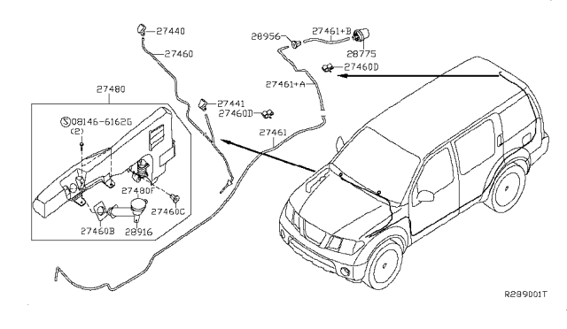 2008 Nissan Pathfinder Hose-Washer Diagram for 28935-EA010