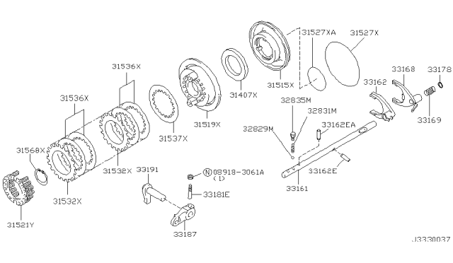 2006 Nissan Pathfinder Transfer Shift Lever,Fork & Control Diagram 1