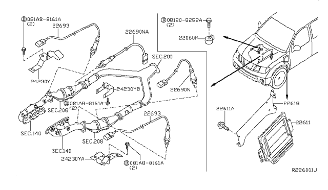 2006 Nissan Pathfinder Engine Control Module Diagram for 23710-EA610