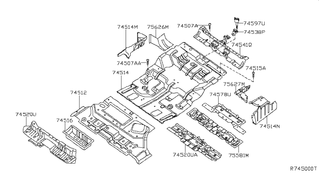 2009 Nissan Pathfinder Bracket-Trim Mounting Diagram for 74538-EA430