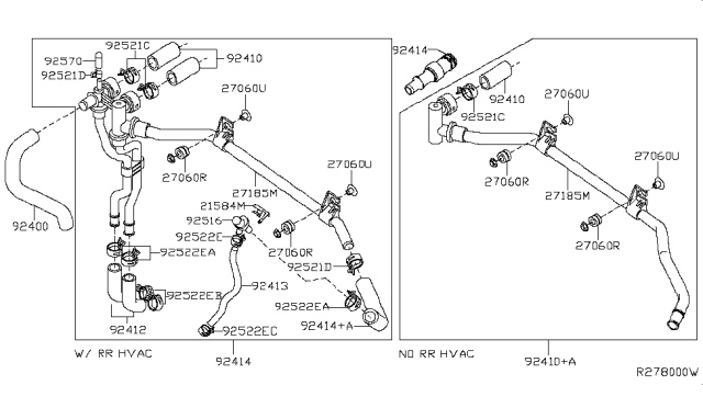 2008 Nissan Pathfinder Hose-Heater, Outlet Diagram for 92410-ZS21A