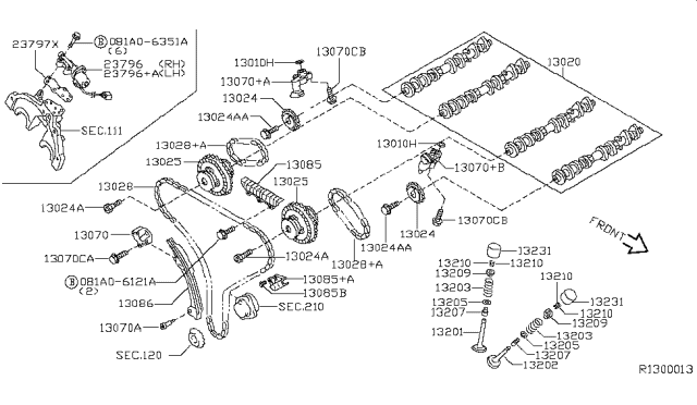 2007 Nissan Pathfinder Chain-CAMSHAFT Diagram for 13028-7S000