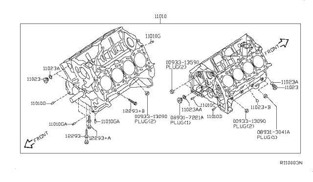 2007 Nissan Pathfinder Cylinder Block & Oil Pan Diagram 3