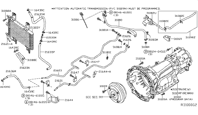 2007 Nissan Pathfinder Reman Automatic Transmission Assembly Diagram for 310CM-ZS60CRA