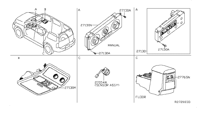 2011 Nissan Pathfinder Control Assembly Diagram for 27500-9CH0A