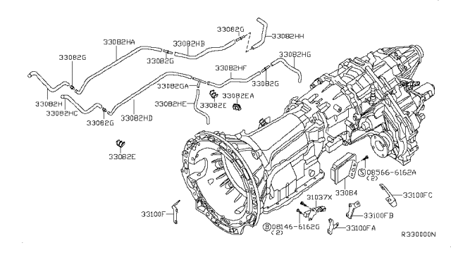 2009 Nissan Pathfinder Transfer Assembly & Fitting Diagram 1