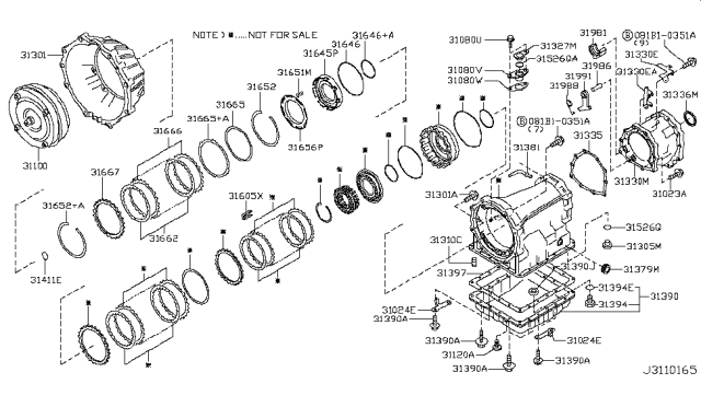 2010 Nissan Pathfinder Torque Converter,Housing & Case Diagram 6
