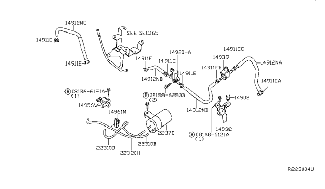 2008 Nissan Pathfinder Engine Control Vacuum Piping Diagram 4