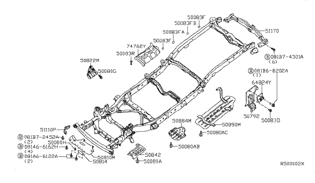 2006 Nissan Pathfinder Member Assy-Hitch Diagram for 51170-EA51A