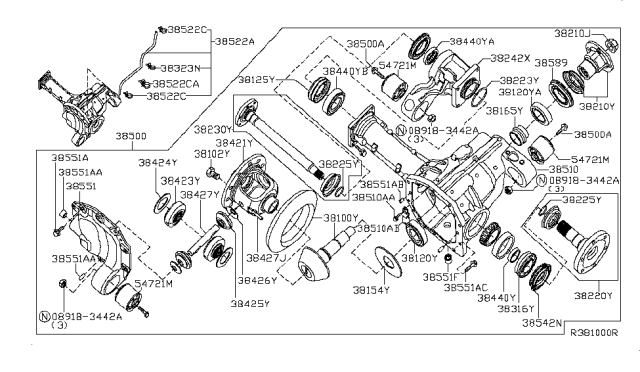 2009 Nissan Pathfinder Bearing Assembly Diagram for 38120-8S111