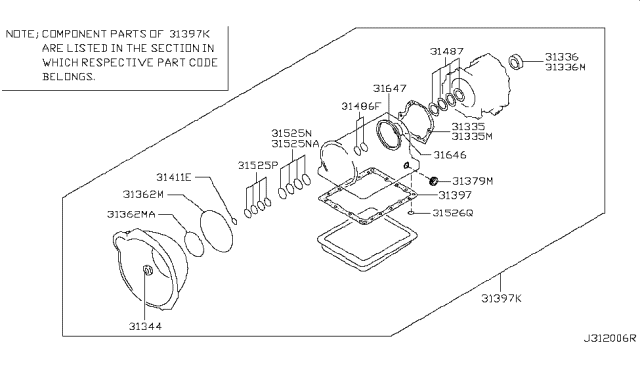 2011 Nissan Pathfinder Gasket & Seal Kit (Automatic) Diagram
