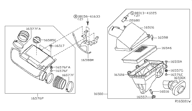 2012 Nissan Pathfinder Duct Assembly-Air Diagram for 16576-ZS60A