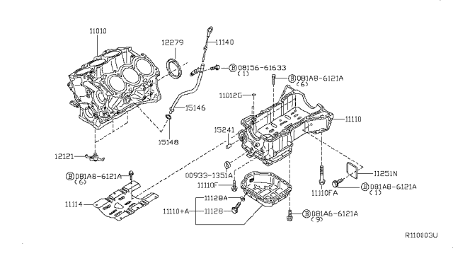 2008 Nissan Pathfinder Cylinder Block & Oil Pan Diagram 4