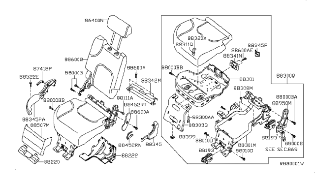 2006 Nissan Pathfinder Back Assy-Rear Seat Diagram for 88600-EA11C