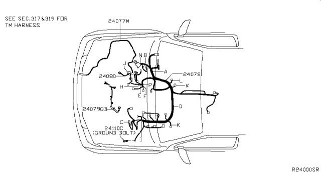 2011 Nissan Pathfinder Harness Assy-Engine Diagram for 24077-ZS00A