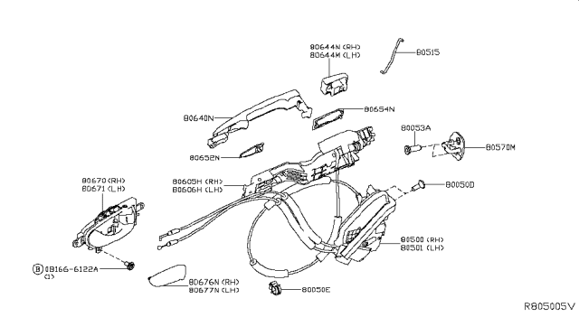 2018 Nissan Leaf Exterior Door Handle (Right) Diagram for 80640-9RB0A