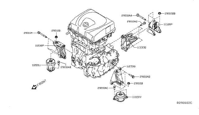 2018 Nissan Leaf Insulator Assy-Motor Mounting,Front Diagram for 11210-3NF0A