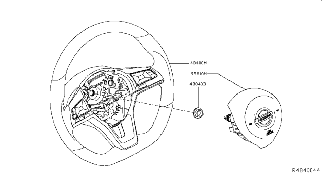 2019 Nissan Leaf Steering Wheel Assembly Less Pad Diagram for 48430-5SA7A