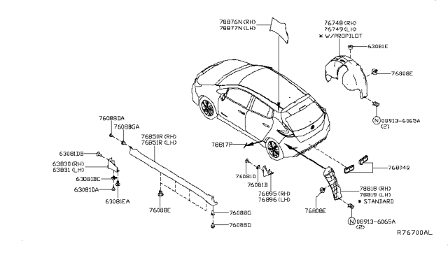 2019 Nissan Leaf Protector-Rear Side,RH Diagram for 78876-5SA0A