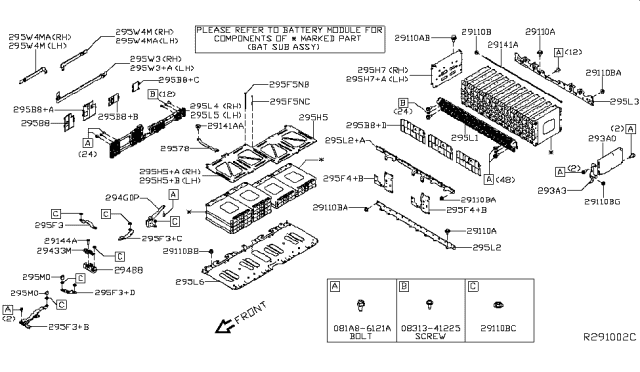 2019 Nissan Leaf Bush Bar Assembly-Module B, Upper Diagram for 295W4-4NP0A