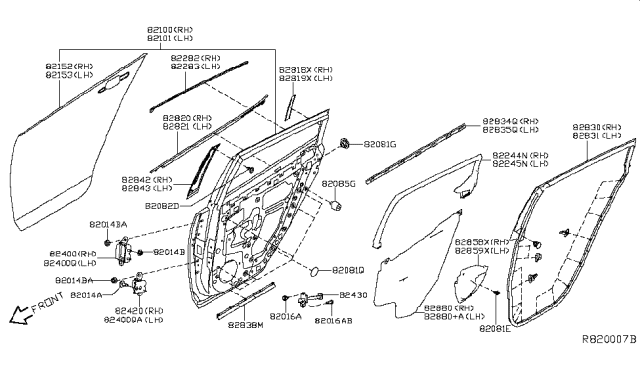 2019 Nissan Leaf Seal-Rear Door Parting Diagram for 82838-3NF0A