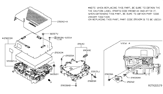 2019 Nissan Leaf Cover-Power Deliverymodule Diagram for 291X2-4NR0A