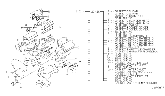 2003 Nissan Altima Gasket Kit-Valve REGRind Diagram for 11042-8J026