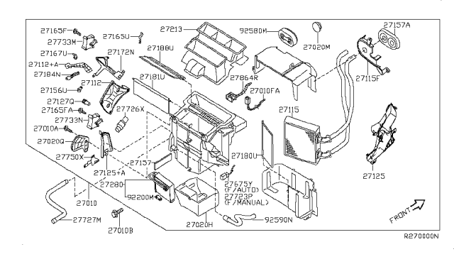 2003 Nissan Altima Heating Unit Assy-Front Diagram for 27110-8J100
