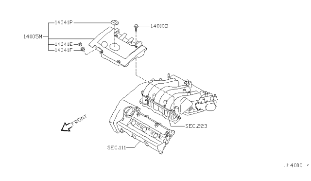 2002 Nissan Altima Cover-Intake Manifold Collector Diagram for 14041-8J100