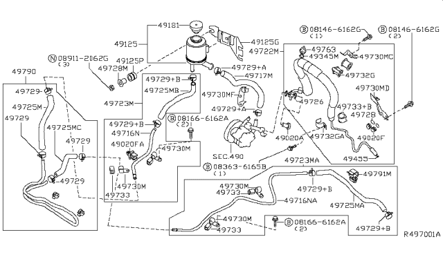 2003 Nissan Altima Bracket-Tube Diagram for 49730-8J103