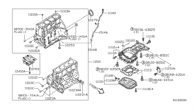 2002 Nissan Altima Block Assy-Cylinder Diagram for 11000-9J000
