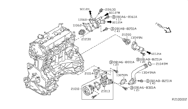 2003 Nissan Altima Water Pump, Cooling Fan & Thermostat Diagram 1