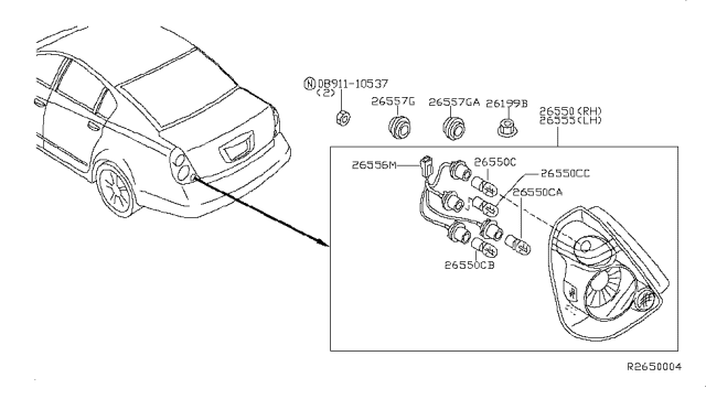 2004 Nissan Altima Rear Combination Lamp Diagram 2