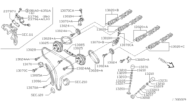 2003 Nissan Altima SPROCKET-CAMSHAFT Intake Diagram for 13025-AE000