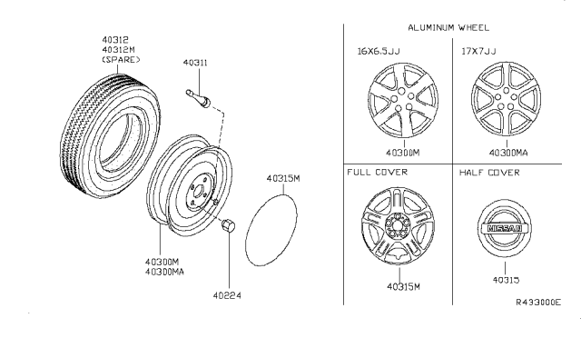 2002 Nissan Altima Road Wheel & Tire Diagram 1